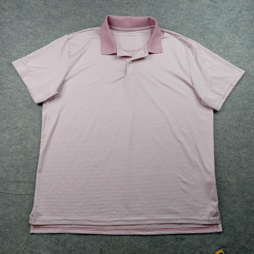 Bonobos Golf Polo Shirt Mens Large Pink White Stripe Standard Fit Performance